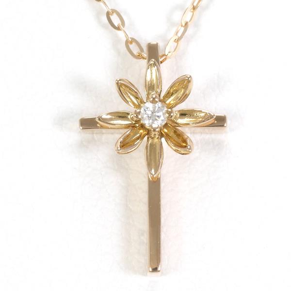 K18 18金 PG ピンクゴールド ネックレス ダイヤ 0.02 約50cm ジュエリー 中古