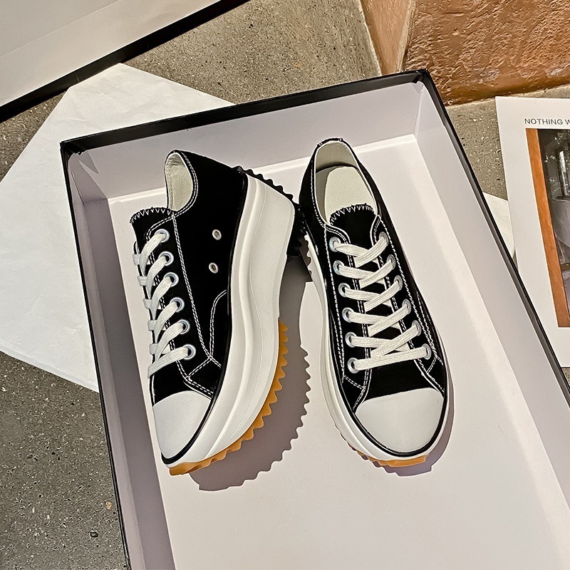 同じスタイルの厚底インナー身長増加靴 2024 春の新作の小さな白い靴韓国版マフィン ハイとロートップ キャンバス シューズ レディース