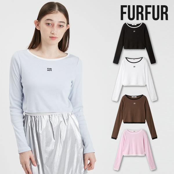 【SALE30%OFF】 【即納】 ファーファー FURFUR トップス 24秋冬 ロゴ刺繍クロップドカットソー 長袖 クロップド丈 rwct245023 4,959円