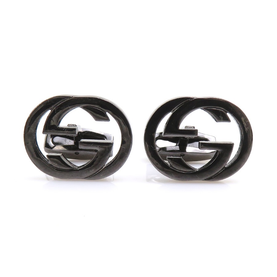 グッチ GUCCI カフス インターロッキングG メタル ブラック メンズ e61480a