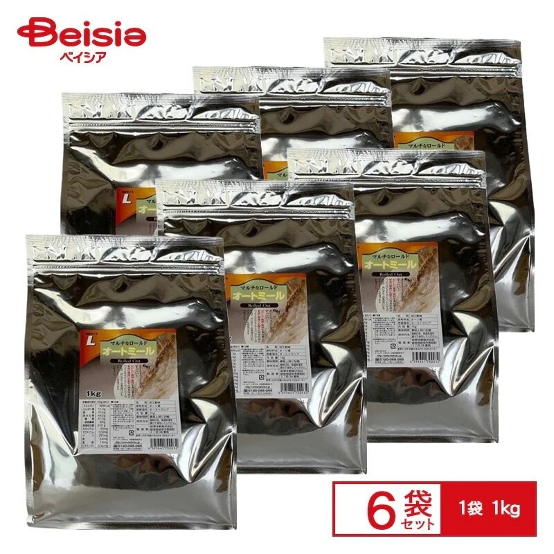 岐阜米穀 ロールドオートミールL 1kg【6袋入り】 グルテンフリー オートミール 海外 グラノーラ もちもち お米 おにぎり朝食 おやつ 料理 簡単 手軽 ヘルシー 栄養 食物繊維