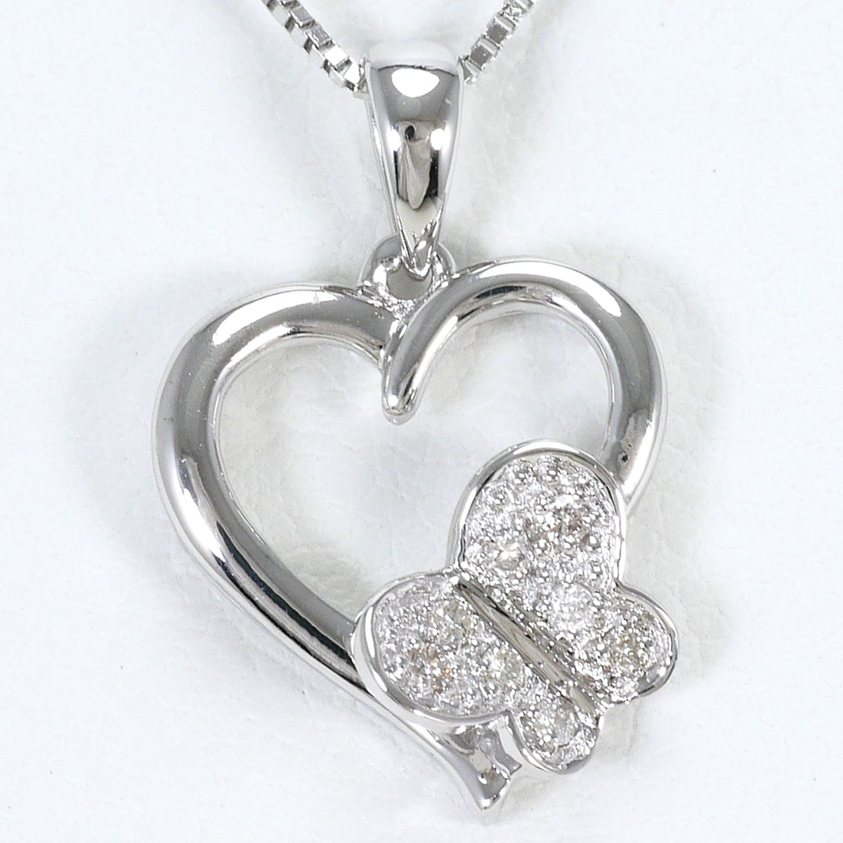 K18 18金 WG ホワイトゴールド ネックレス ダイヤモンド 0.05ct 総重量約2.5g 約40cm ジュエリー 中古