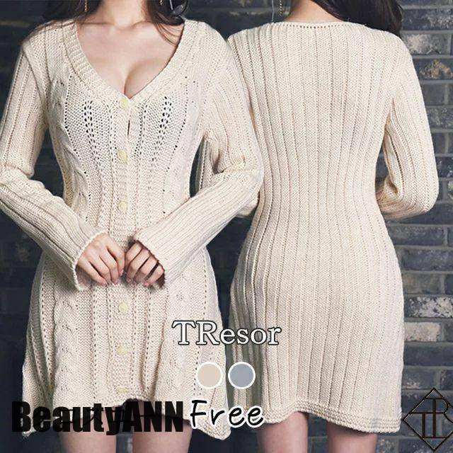 新品 新生活 ワンピース レディース ニットワンピース 秋冬 ロングワンピース 長袖 秋 ニット ワンピース 大きいサイズ ワンピース ひざ丈 Vネック 大人可愛い 可愛い かわい 秋 春 冬 秋物