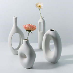 シンプルな花瓶スタイルのセラミックフラワーアレンジメント生花ドライフラワーホーム宿泊施設の装飾寝室のデスクセット