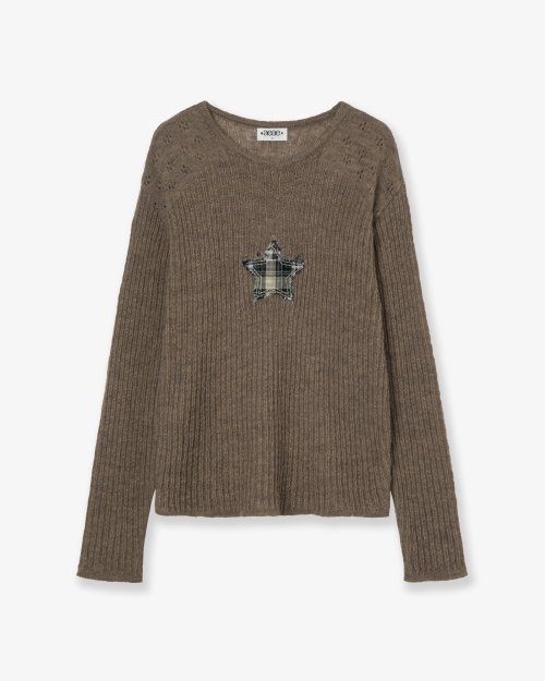 【AEAE】 SHEER APPLIQUE KNIT [BROWN] 正規品