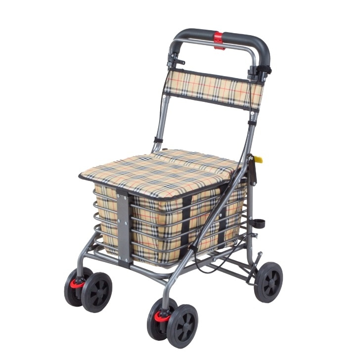 ショッピングカート SG認定 腰掛け付き カート 4輪 手押し車 折りたたみ