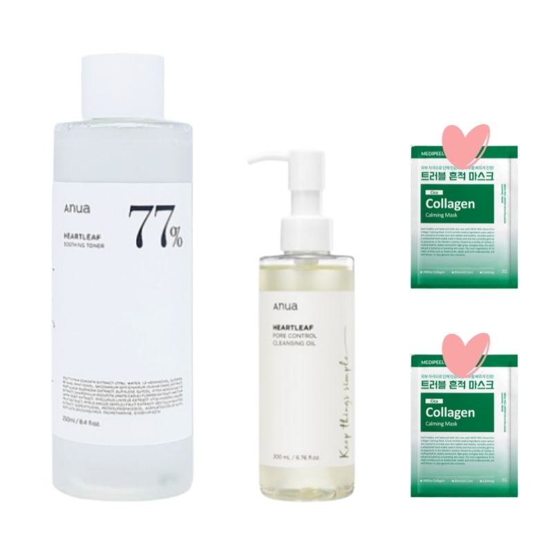 【2本セット】ドクダミスージングトナー 500ml+200ml & ポアコントロールクレンジングオイル/ 毛穴ケア/ 肌鎮静/肌荒れ防止 / Qoo10メガ割 / 韓国スキンケア/低刺激コスメ