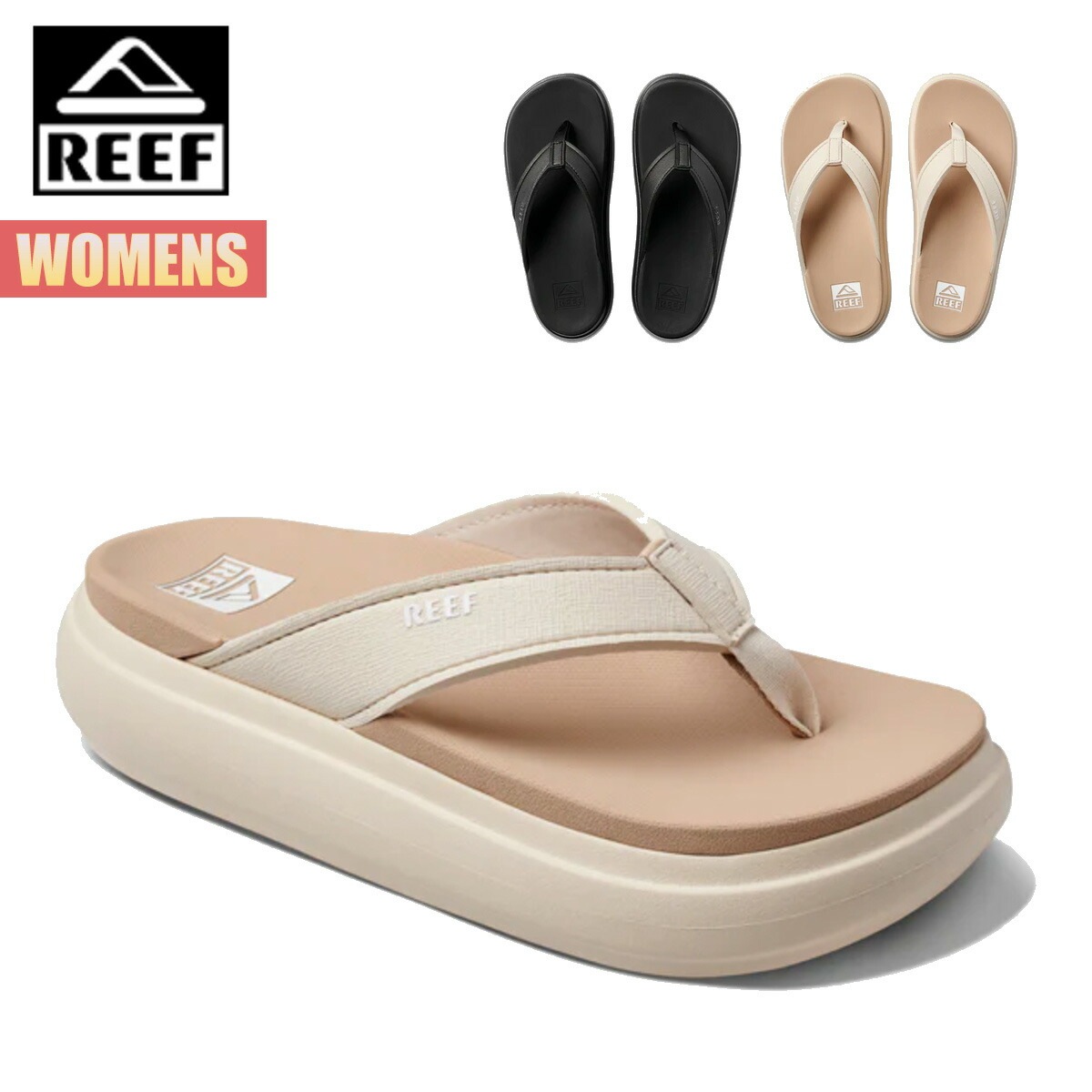 リーフ ビーチサンダル レディース ビーサン REEF クッションボンダイ ビーチ サーフ 海 川遊び 水遊び 夏 レジャー アウトドア シンプル 軽量 反発力 ブラック ベージュ