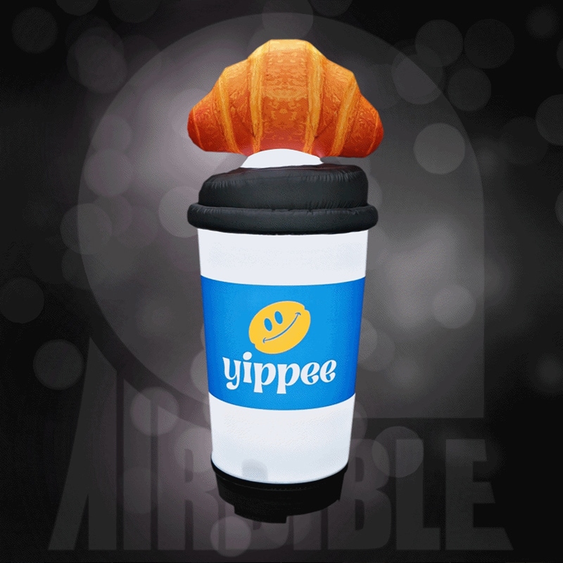 [クロワッサン] コーヒー エアー看板 立体看板 膨らむ看板 店舗看板 目立つ看板 大型看板