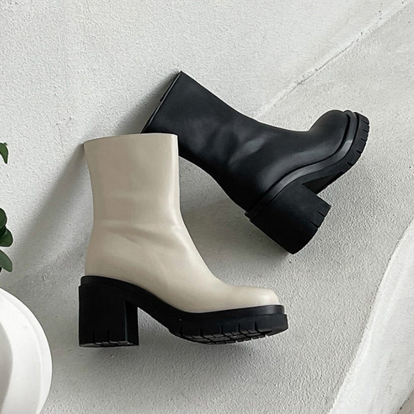 ショートブーツ ワークブーツ サイドジップ トラックソール