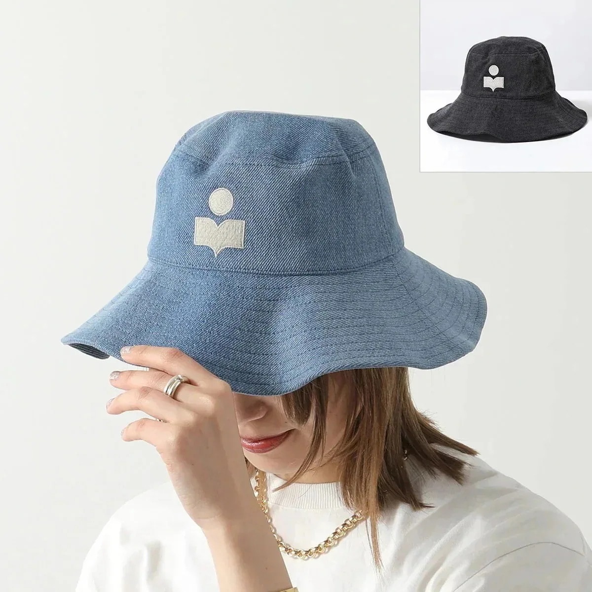 ISABEL MARANT イザベルマラン バケットハット DELYA CU003XFB A1C17A レディース コットン アイコン刺繍 つば広 帽子 カラー