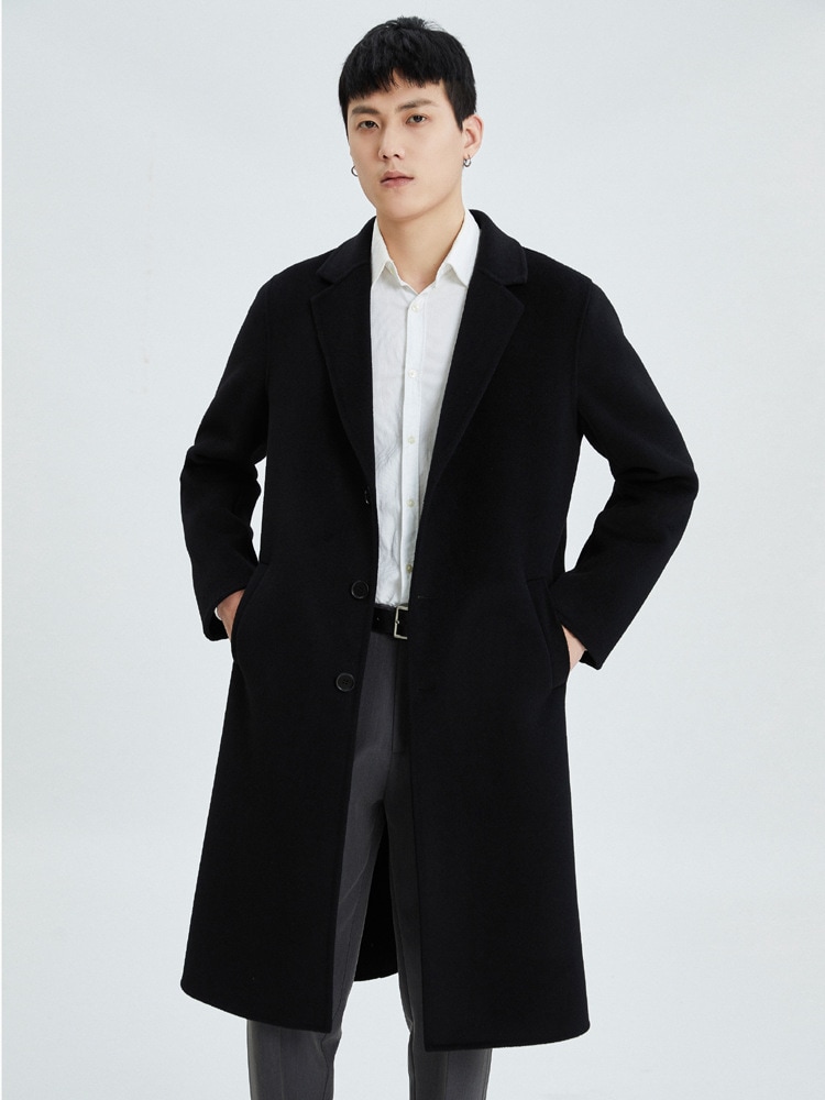 秋冬ウールコート メンズ 膝丈 両脇カシミヤジャケット ビジネス ツイードスーツ トレンチコート
