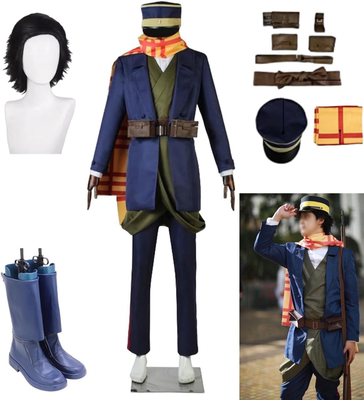 大人気杉元佐一 すぎもとさいち コスプレ 衣装 ハロウィン 仮装 パーティー 衣装 コスプレ コスプレ服 学園祭 ウィッグ靴付き