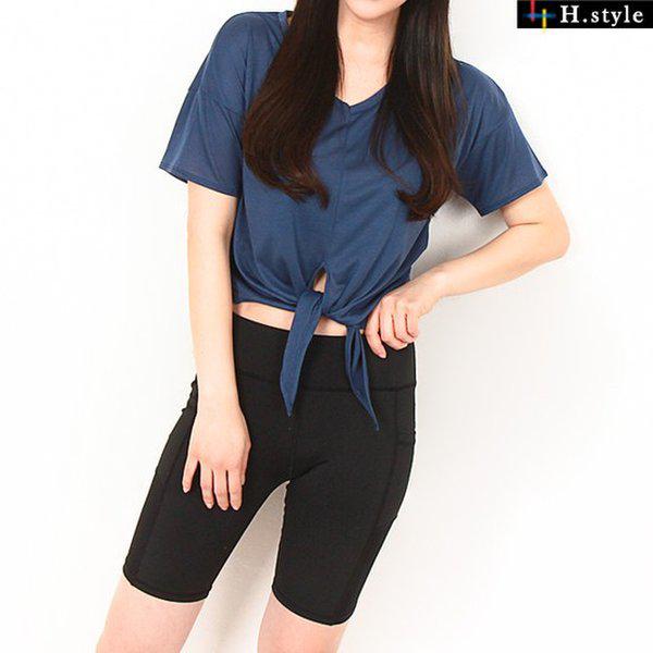 HスタイルNFリボン半袖ヨガティー/フィットネス/ピラティス/ヘルス/運動/ラッシュガード/ビーチウェア