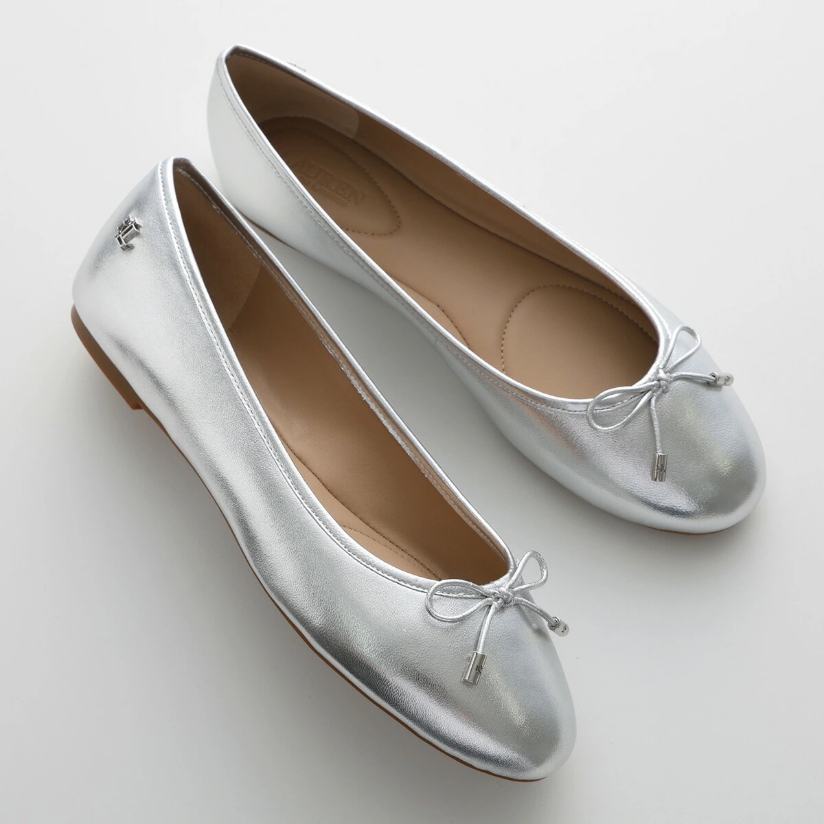 Lauren Ralph Lauren ローレンラルフローレン バレエシューズ 802978836 レディース フラット パンプス メタリック レザー シューズ 靴 001/SILVER
