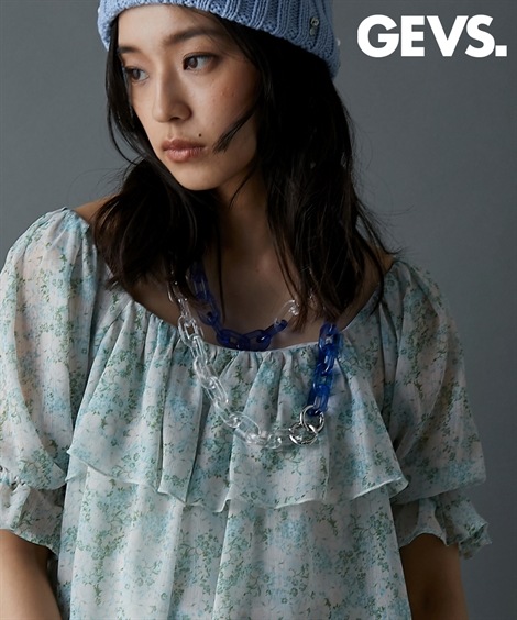 シャツ・ブラウス フラワープリントブラウス 大きいサイズ有 GEVS.