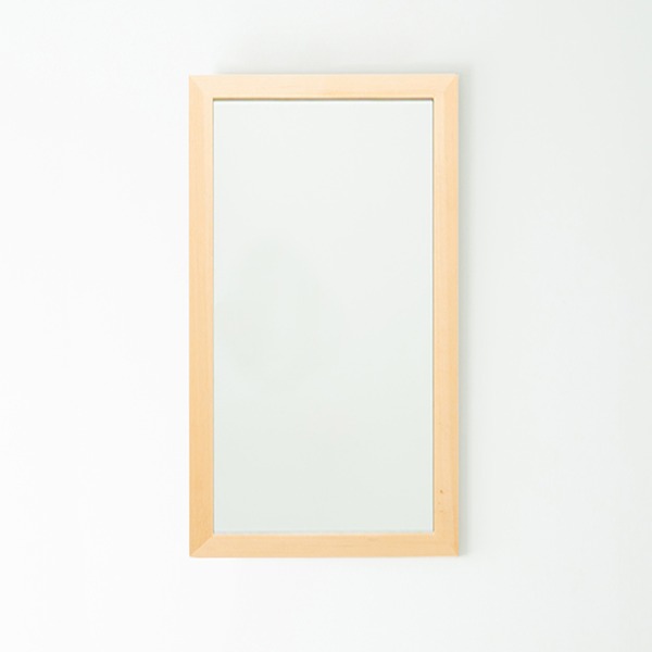 幅広枠ウォールミラー(60×108)(ナチュラル) 天然木 姿見鏡 ワイド 高級感 木製 飛散防止加工 壁掛け 北欧風 ヴィンテージ 韓国インテリア 玄関 トイレ 洗面 ...