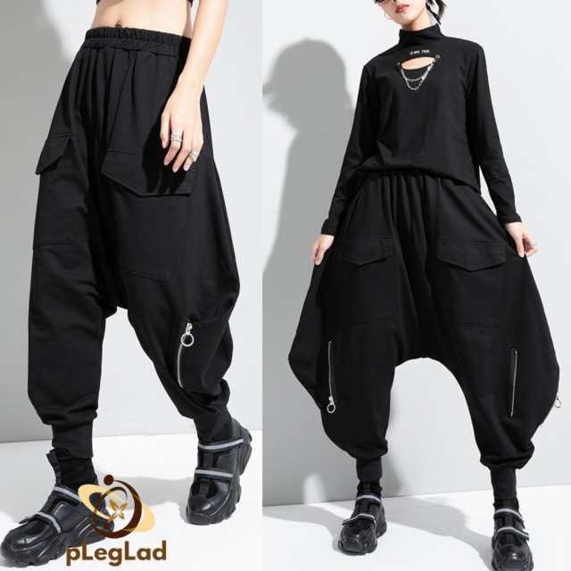 【2025新作入荷】パンツ サルエルパンツ レディース ワイド サルエル カーゴパンツ ボトムス 個性的 モード ゴシック 黒 ストリート JPファッ