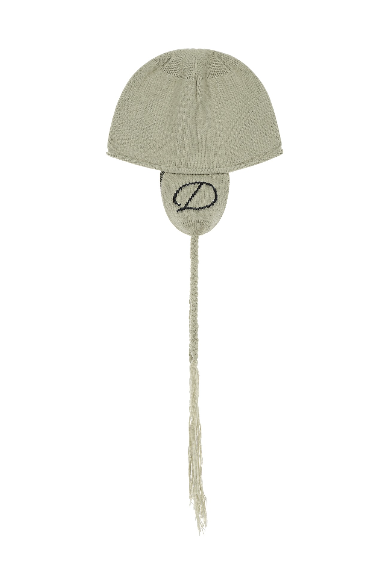 【DEINET】 D LOGO FLAP BEANIE : ASH KHAKI