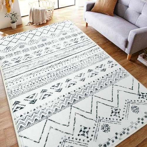HAOCOO カーペット 洗える 140х200cm ラグ オールシーズン適用 北欧 幾何 民族模様 ふわふわ 滑り止め 低反発 防音 寝室 リビング 室内用 ラグマット 約2畳 抗菌防臭 エスニック