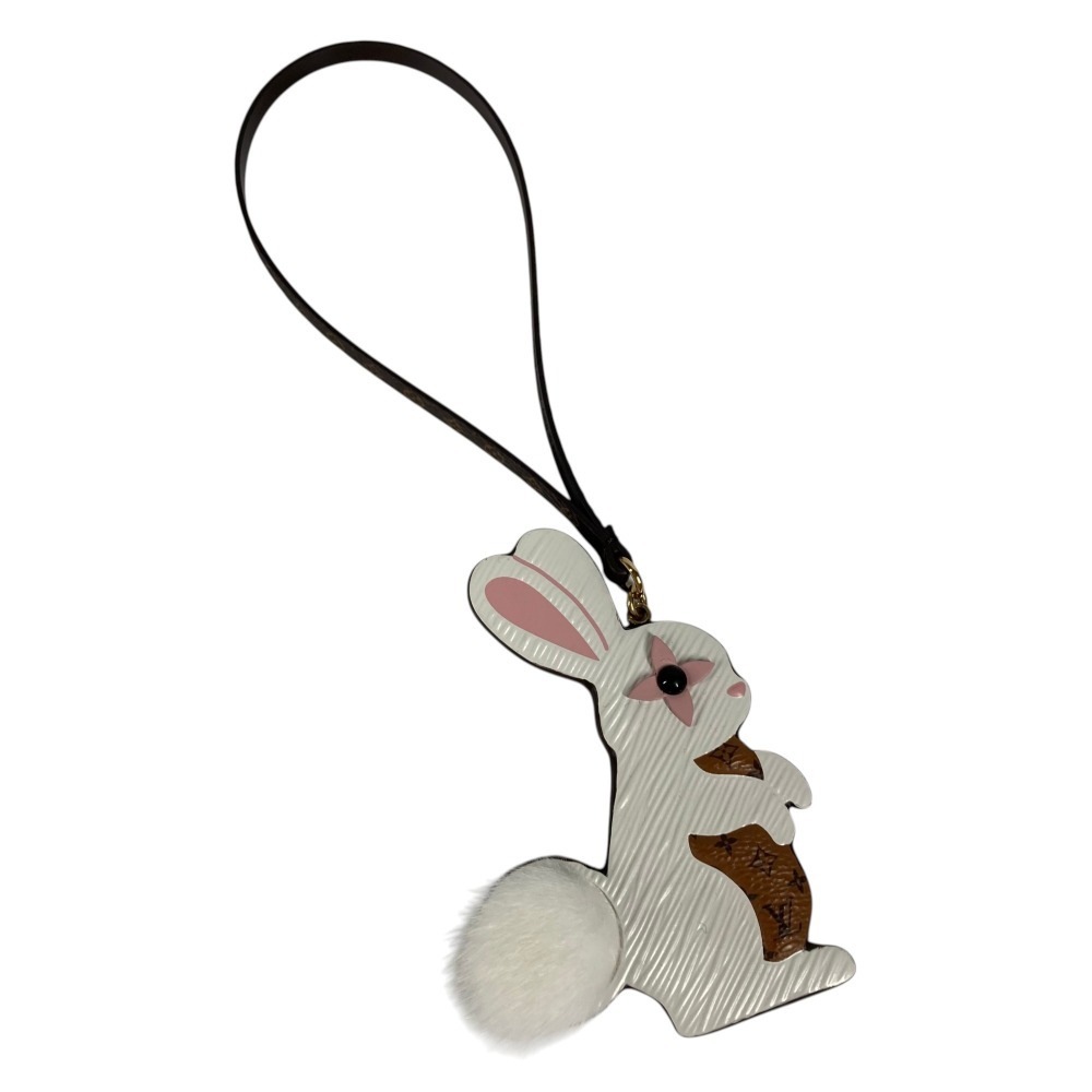 バッグチャーム M03217 バッグチャームラビット LV ファーリーフレンド モノグラム キーホルダー チャーム ウサギ アニマル レザー ホワイト