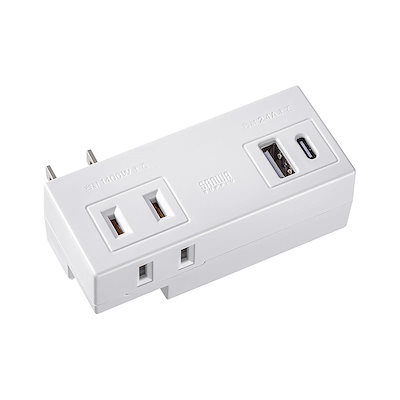 他サイト： サンワサプライ　モバイルタップ (ACx2個口+USB-Ax1+Type-Cx1)　TAP-MUC1AC2Wの商品画像