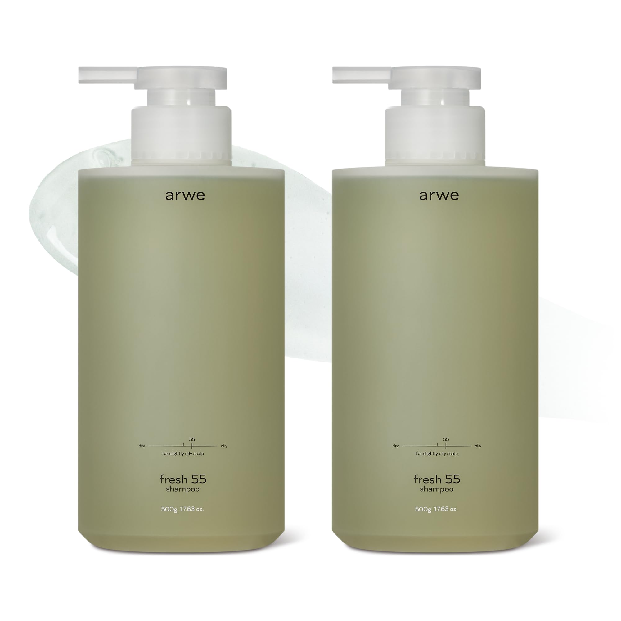 【アルベ】 フレッシュ55 脂性シャンプー 500ml 弱脂性タイプ/自然由来/弱酸性/ふけ角質/ヘアケア/ディープクレンジング/敏感肌/香水香り/大容量/美容室 (フレッシュ55 x 2)