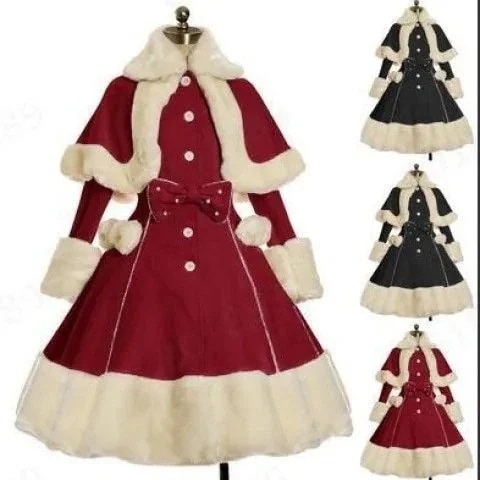 2025春秋ロリータ冬クリスマスファー襟ショールリボンセット 6,288円