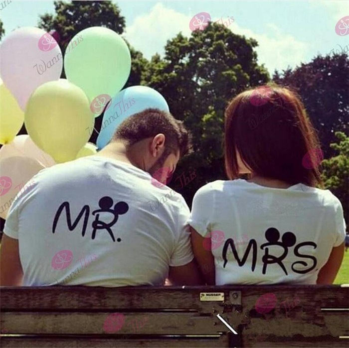 ミッキーmickey Mr Mrs動画プリントwhiteディズニー 家族ペアペアルック Tシャツ レディース メンズ