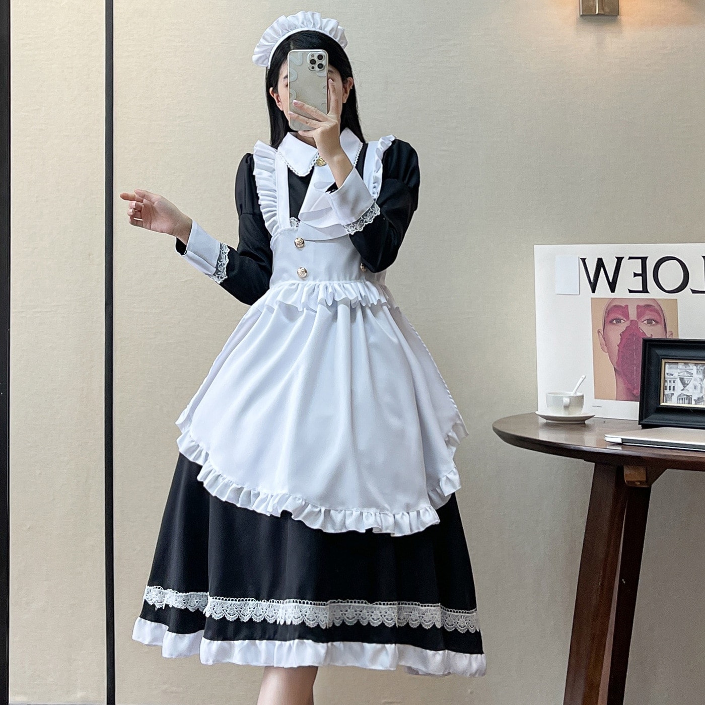 英国製長袖メイド服コスプレ衣装ロリータパフォーマンス制服アニメかわいいメイド