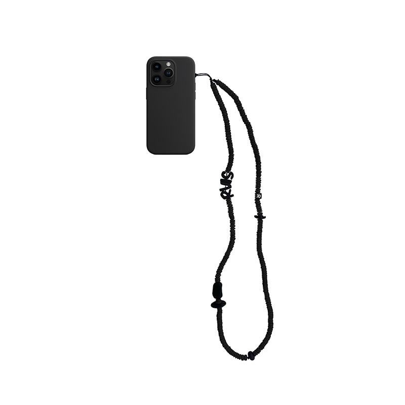 nature beads crossbody phone strap jet black 57cm