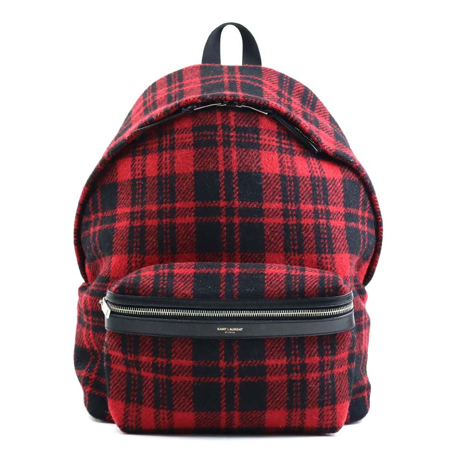 サンローラン SAINT LAURENT リュック ウール レッド×ブラック メンズ 326865 h30767a