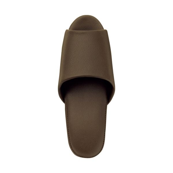 (まとめ) オーミケンシ 抗菌ビニールレザー調スリッパ（前開き） ダークブラウン 1足 (×10セット)