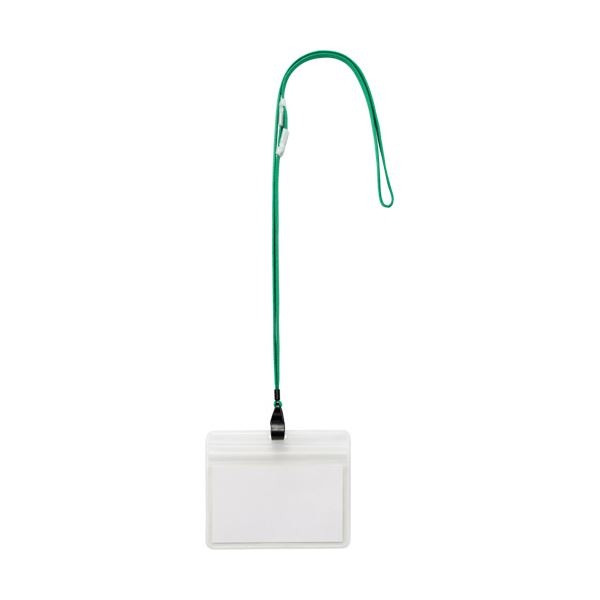 (まとめ) TANOSEE 吊下げ名札防水チャック付 大 緑 1パック（10個） (×10セット)