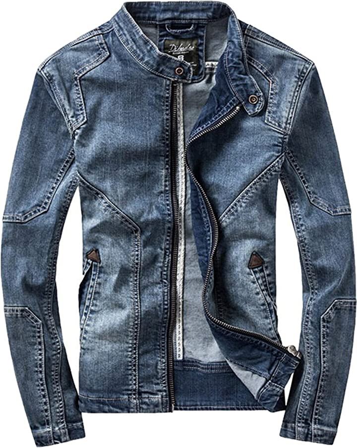 アイセレクトi-select ヴィンテージ スタンドカラー デニム ジャケット メンズ( デニムブルー, 2XL)