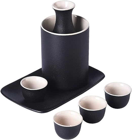 7点陶磁器清酒セットカップ保温器付き伝統復古陶磁器冷熱清酒飲優雅なデザイン家族や友人への最高の贈り物