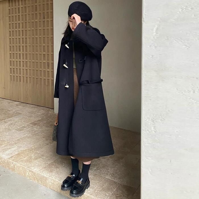 アウター ベーシック 40代 コート ゆったり 可愛い カジュアル ジャケット 秋 シンプル 春 羽織り ブラック ダッフルコート 体型カバー ロングコート 冬 30代 フェミニン レディース エレガ