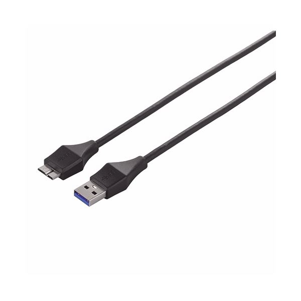 （まとめ）バッファロー ユニバーサルコネクタUSB3.0 (A)オス-micro(B)オス ブラック 1m BSUAMBSU310BK 1本(×3セット)