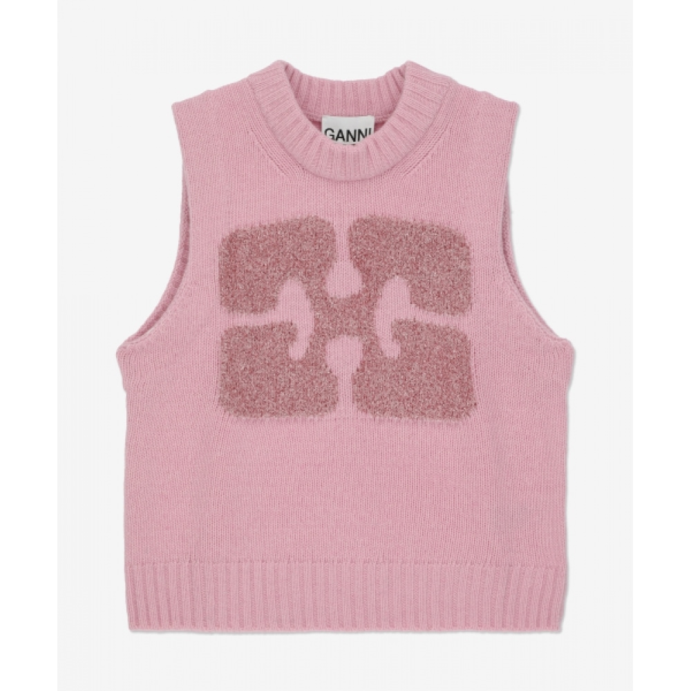 GANNI グラフィックウールミックスベスト-ライラック/K2217392