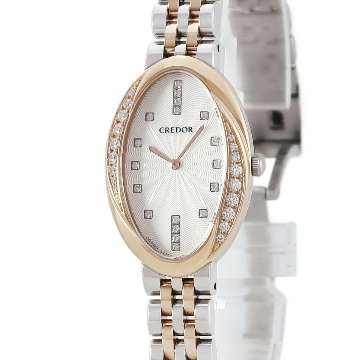 シグノ GSWE842 5A70-0BW0 クオーツ レディース K18PG×SS コンビ 純正ダイヤ オーバル ドレープ クォーツ 3年保証