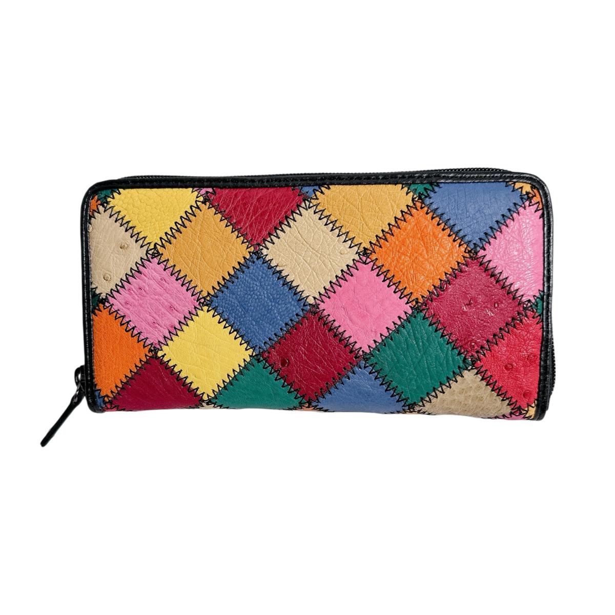 LB-5055 マルチカラー ラウンドファスナー パッチワーク マルチカラー