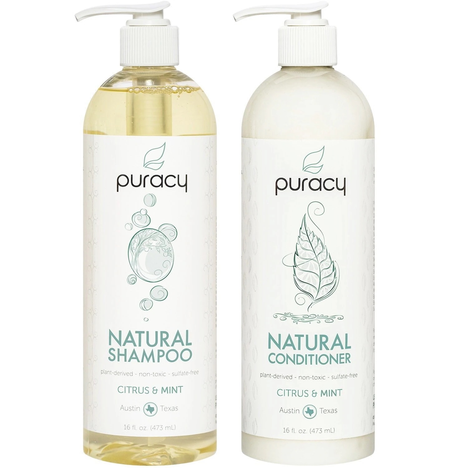 Puracy Natural Shampoo and Conditioner Set, Vegan