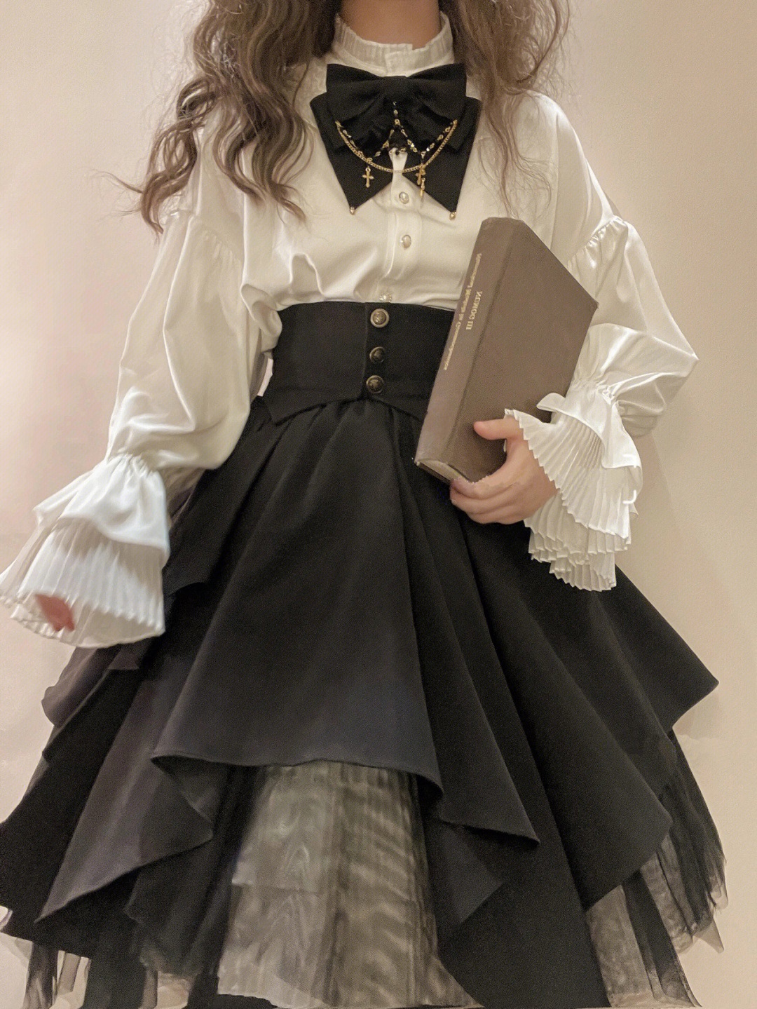 ゴスロリプリーツランタンスリーブシャツウエストメッシュスーツロールプレイング