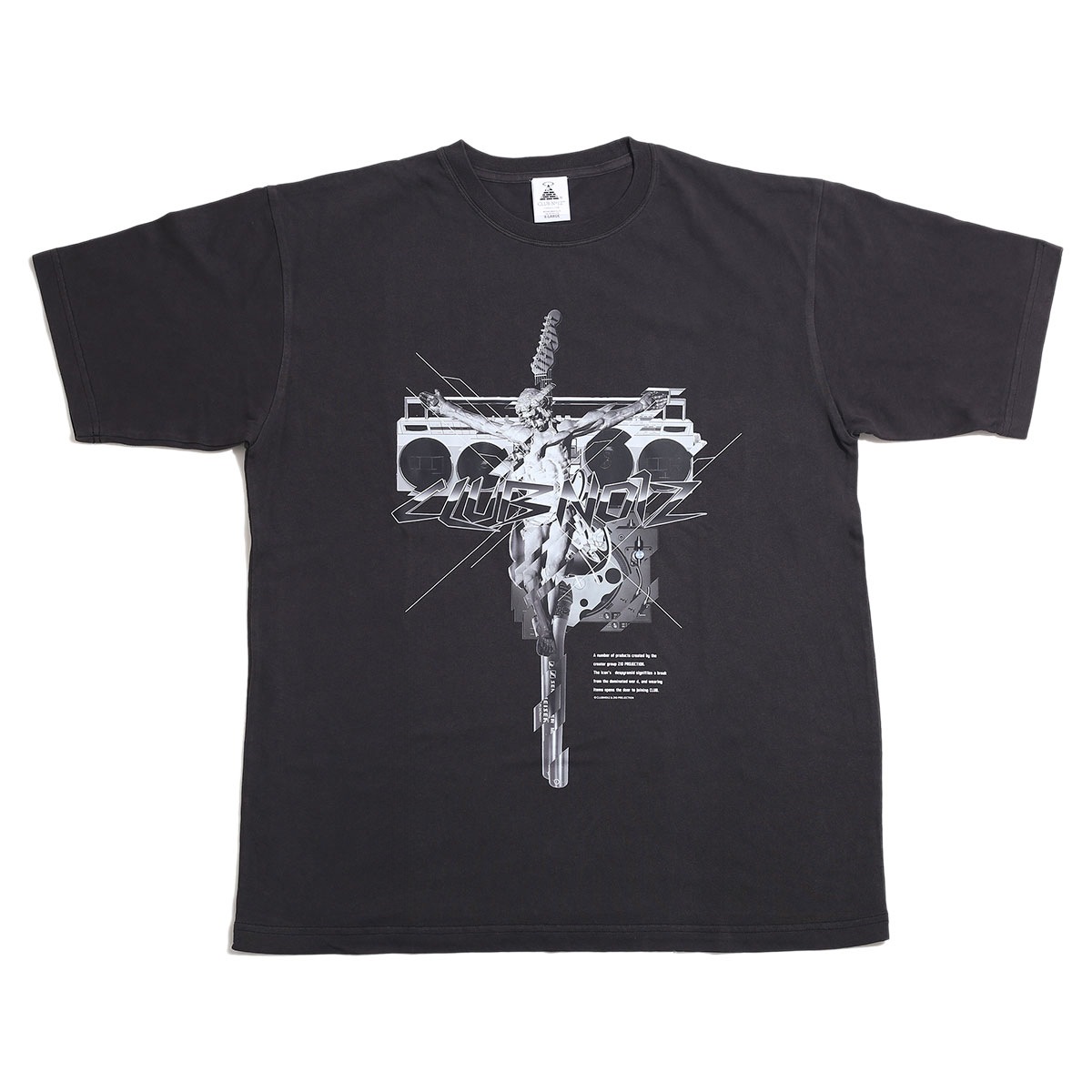 CLUB NO1Z Tシャツ 黒シブ 半袖 メンズ 春夏用 大きいサイズ クラブノイズ おしゃれ かっこいい ピグメント キリスト ジーザス ロック オーバーサイズ
