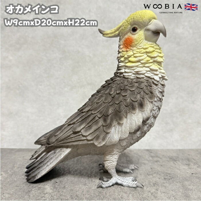かわいい 鳥 置物 動物 オカメインコ 高さ22cm woobia ウービア おしゃれ ガーデン インテリア トイレ オブジェ 可愛い プレゼント 北欧 玄関 雑貨 モダン 面白い 庭 ギフト 屋外