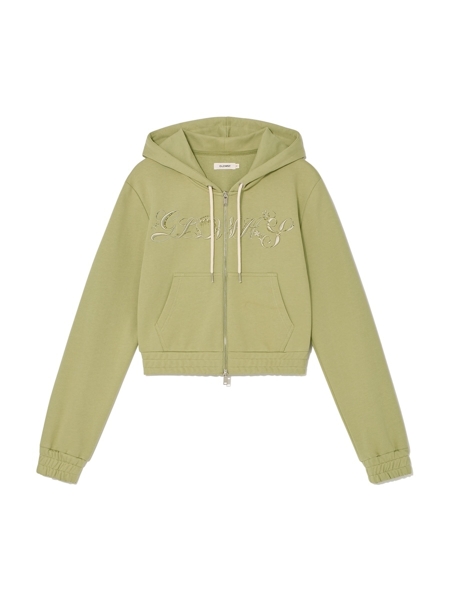 【GLOWNY】 BONNIE CROP ZIP UP : MATCHA GREEN