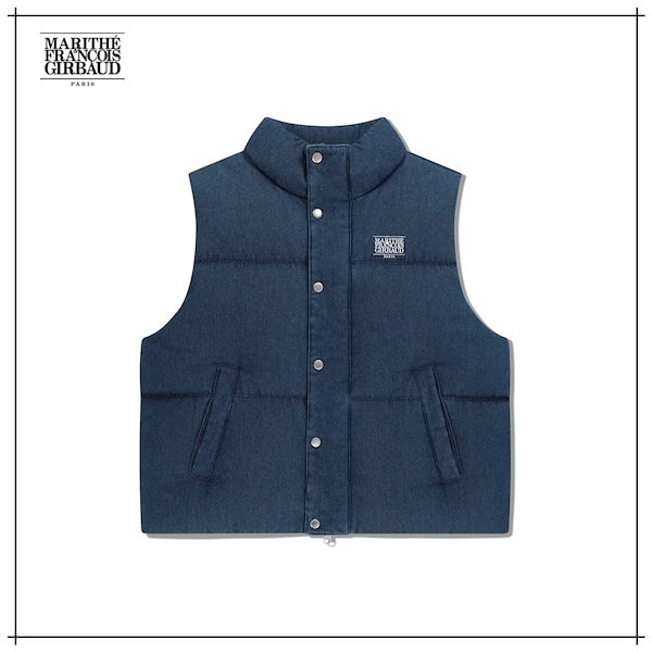 【MARITHÉ FRANÇOIS GIRBAUD】 CLASSIC LOGO DENIM DOWN VEST dark blue 正規品