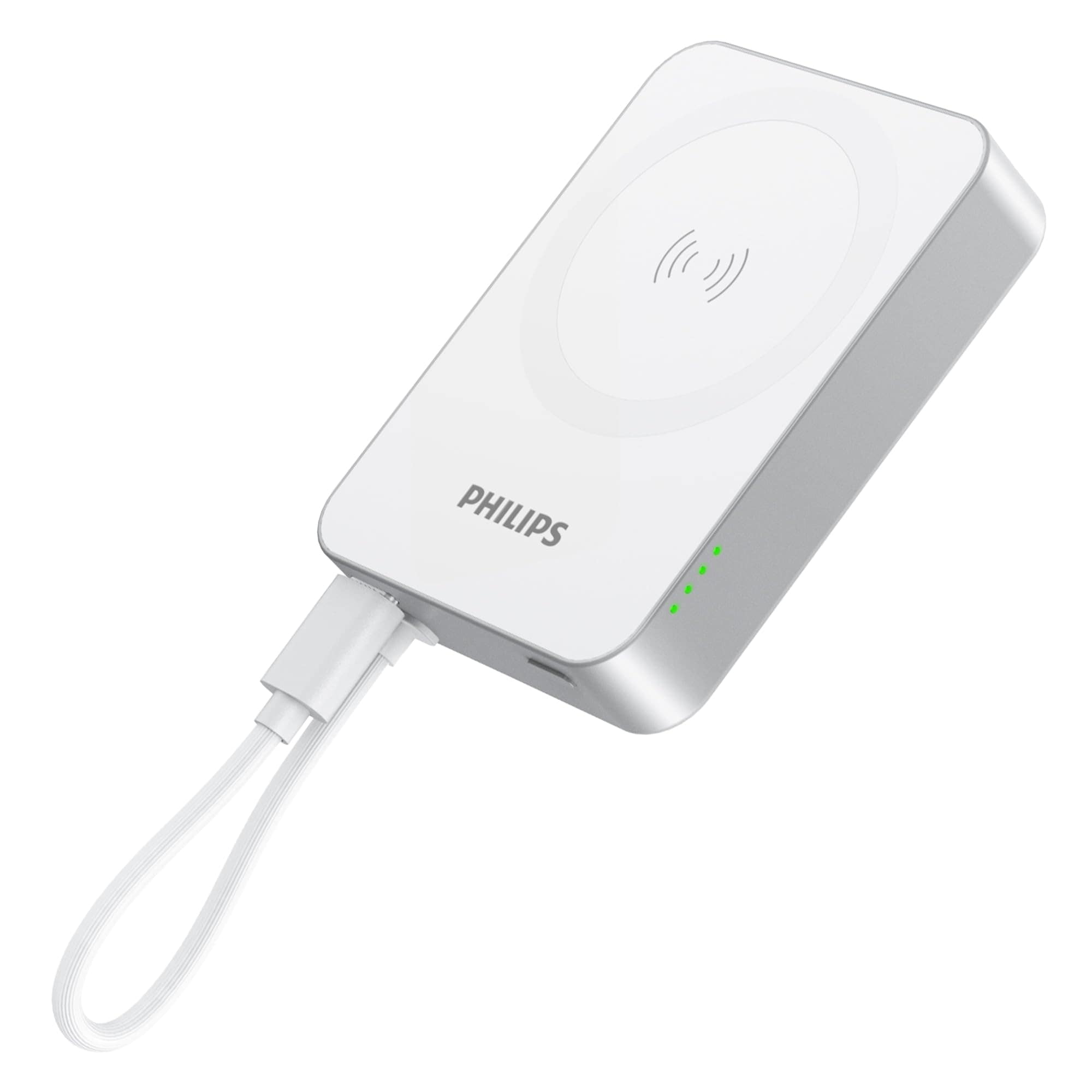 Philips(フィリップス) 10000mAh MagSafe対応 マグネット式 モバイルバッテリー 大容量 ワイヤレス充電器 小型 パススルー機能/2台同時充電/入出力usb-cケーブル付き/PS