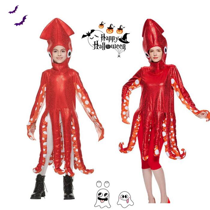 ハロウィン 仮装 イカ 着ぐるみ ハロウィン タコ 親子お揃い 大人 子供 面白い コスチューム 男子 女子 家族お揃い コスプレ 海洋 舞台