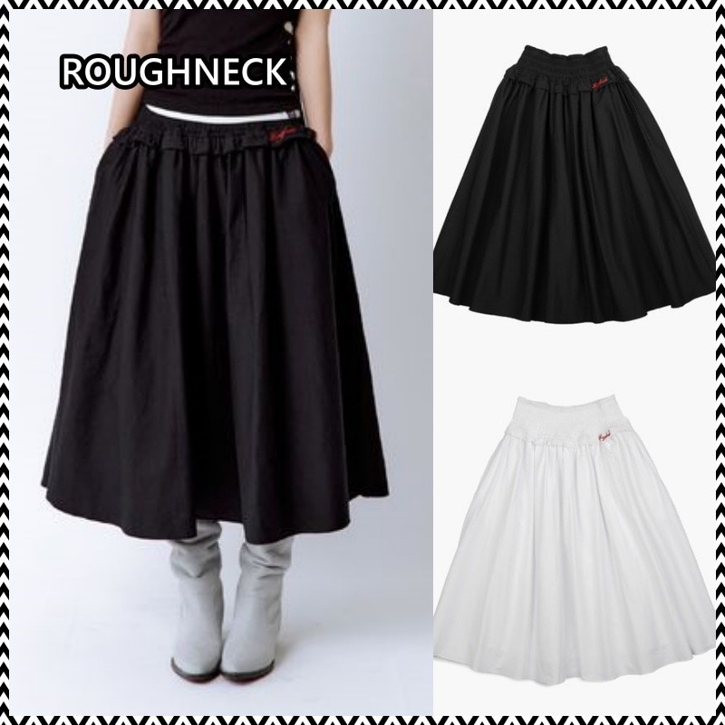 ROUGHNECK Shirred Waist Band Midi Skirt